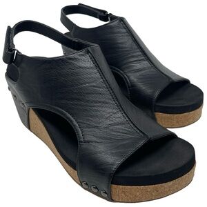 Boutique By Corky’s “Carley” Women’s 10 Black Faux Leather Open Toe Stud Wedges